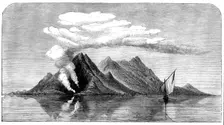 Volcanic eruption in the island of Camiguin, Philippines, 1871. Creator: Unknown