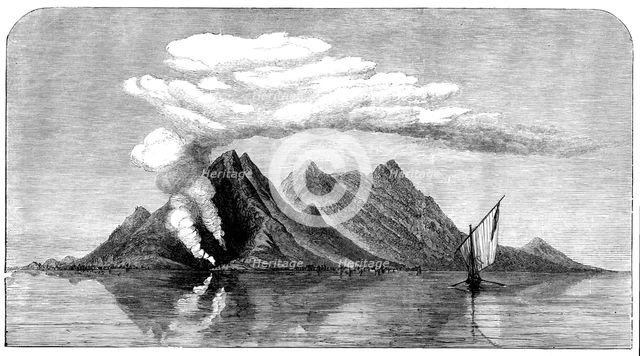 Volcanic eruption in the island of Camiguin, Philippines, 1871. Creator: Unknown.