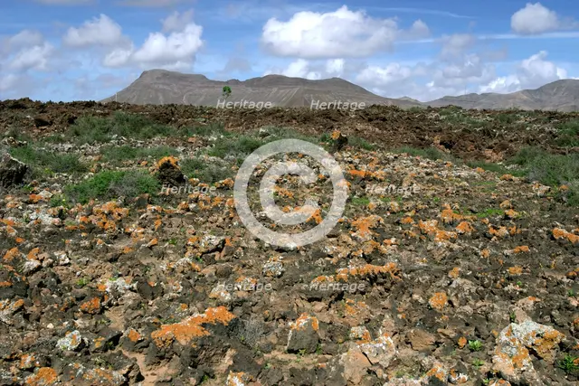Volcanic landscape, Malpais Grande, Fuerteventura, Canary Islands. Creator: Peter Thompson.