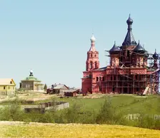 Volgoverkhove Monastery for women; Cathedral of the Transfiguration of Our Lord under..., 1910. Creator: Sergey Mikhaylovich Prokudin-Gorsky