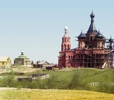 Volgoverkhove Monastery for women; Cathedral of the Transfiguration of Our Lord under..., 1910. Creator: Sergey Mikhaylovich Prokudin-Gorsky