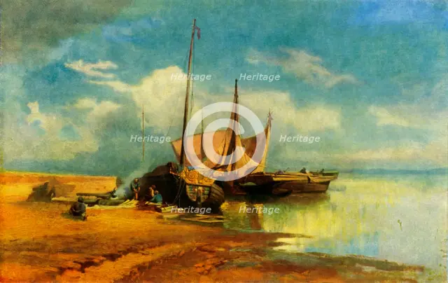 'Volga Landscape', 1870, (1965). Creator: Fyodor Vasil'yev.