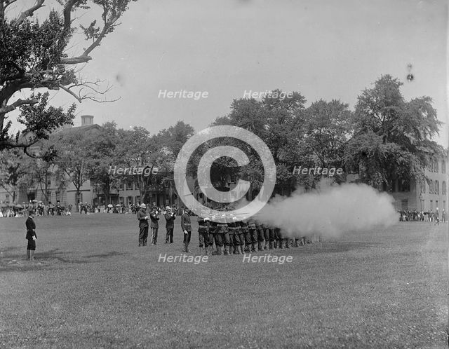 Volley firing, U.S. Naval Academy, between 1890 and 1901. Creator: Unknown.