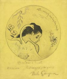 Volpini Suite: Design for a Plate: Leda and the Swan (Projet dAssiette: Léda et le Cygne), 1889. Creator: Paul Gauguin (French, 1848-1903)