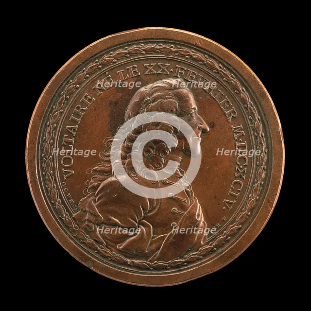 Voltaire, 1694-1778, Writer and Philosopher [obverse], 1770. Creator: Georg Christian Waechter.