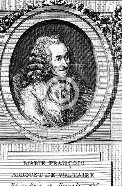 Voltaire, 18th century French author, playwright, satirist and man of letters. Artist: Unknown
