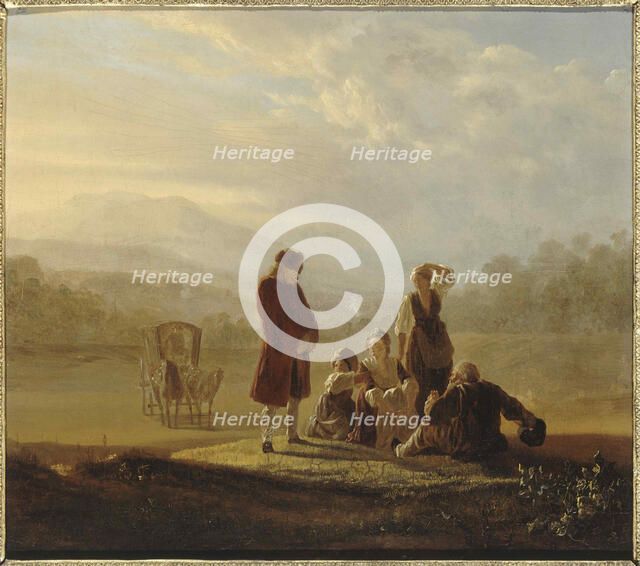 Voltaire and the peasants of Ferney, ca 1770. Creator: Huber, Jean (1721-1786).