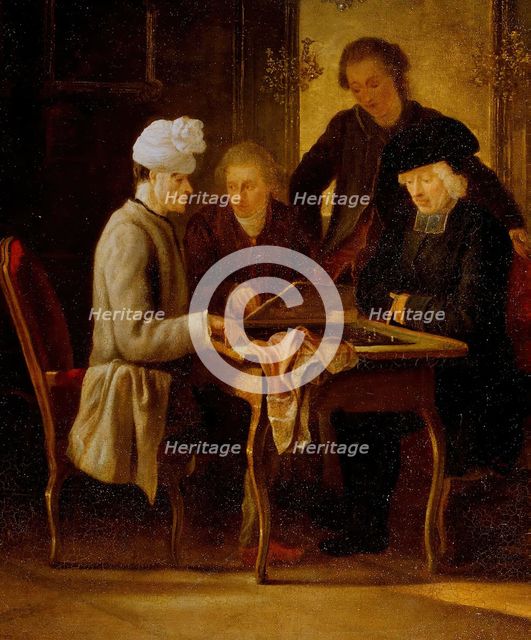 Voltaire at a Chess Table, 1772. Creator: Jean Huber.