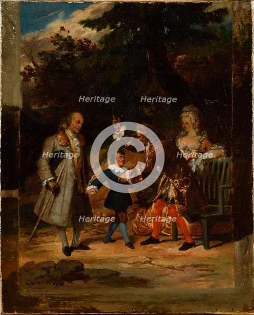 Voltaire blessing Franklin's grandson, 1826. Creator: Devéria, Achille (1800-1857).