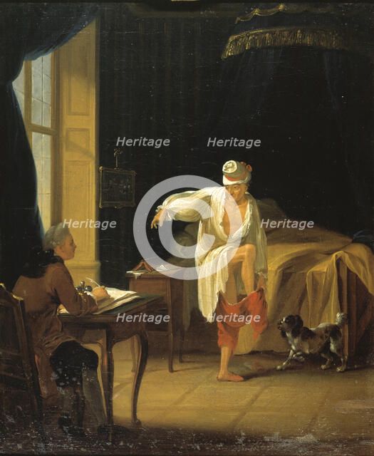 Voltaire getting up in Ferney, ca 1772. Creator: Huber, Jean (1721-1786).