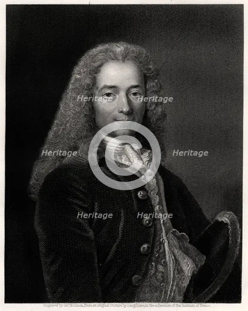 Voltaire, French author, playwright, satirist and man of letters, 19th century. Artist: James Mollison