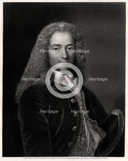 Voltaire, French author, playwright, satirist and man of letters, 19th century. Artist: James Mollison