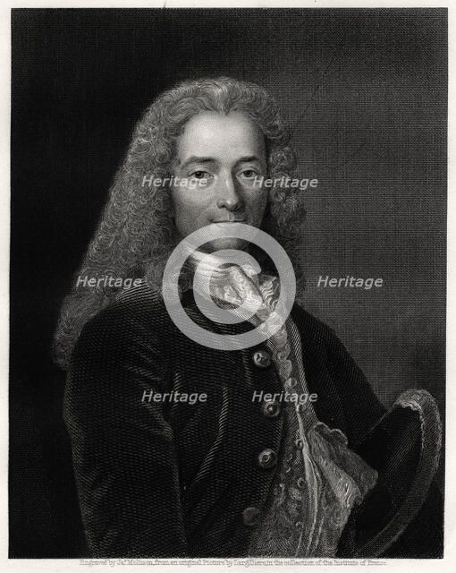 Voltaire, French author, playwright, satirist and man of letters, 19th century. Artist: James Mollison