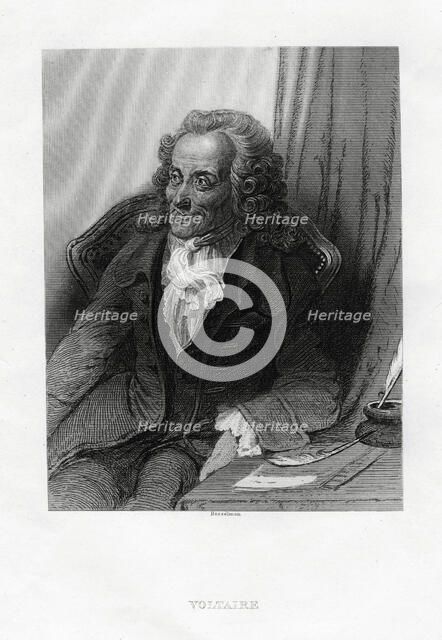 Voltaire, French Enlightenment writer, essayist, deist and philosopher, 1884. Artist: Bosselman