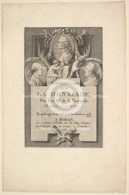 Voltaire, Fréron et la Beaumelle, 1775. Creator: Augustin de Saint-Aubin.