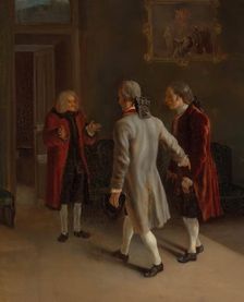 Voltaire Welcoming his Guests, 1750. Creator: Jean Huber