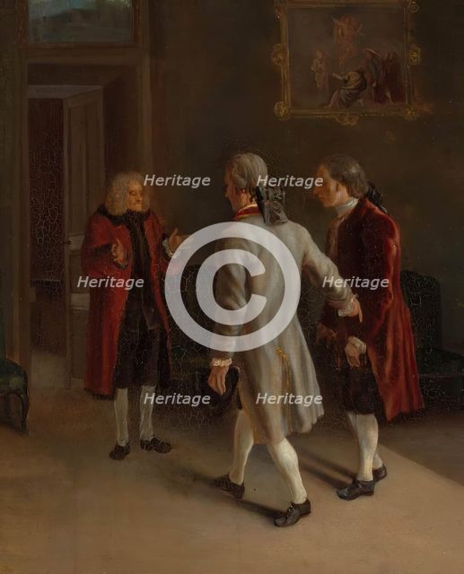 Voltaire Welcoming his Guests, 1750. Creator: Jean Huber.