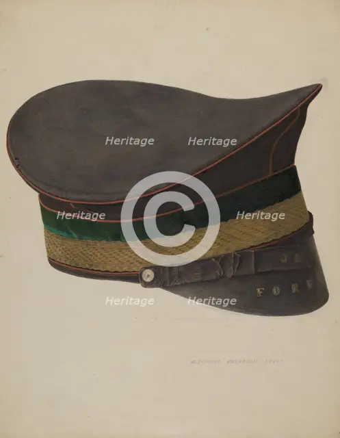 Volunteer Fireman's Cap, 1938. Creator: Alexander Anderson.