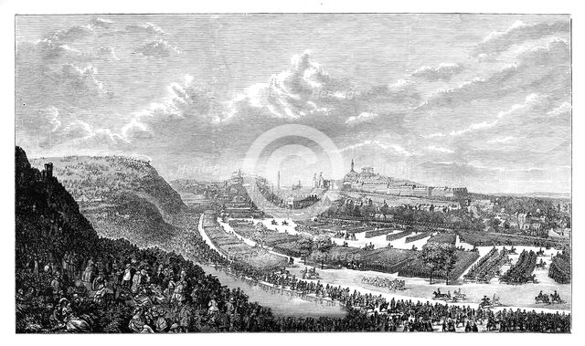 Volunteer review in the Queen's Park, Edinburgh, Scotland, 1860. Artist: Unknown