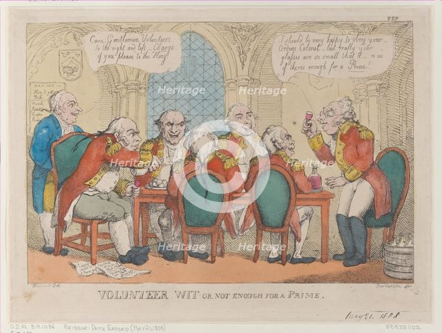 Volunteer Wit or Not Enough for a Prime, May 21, 1808., May 21, 1808. Creator: Thomas Rowlandson.