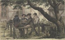 Volunteers resting in a tavern garden, 1815. Creator: Carl Friedrich Zimmermann