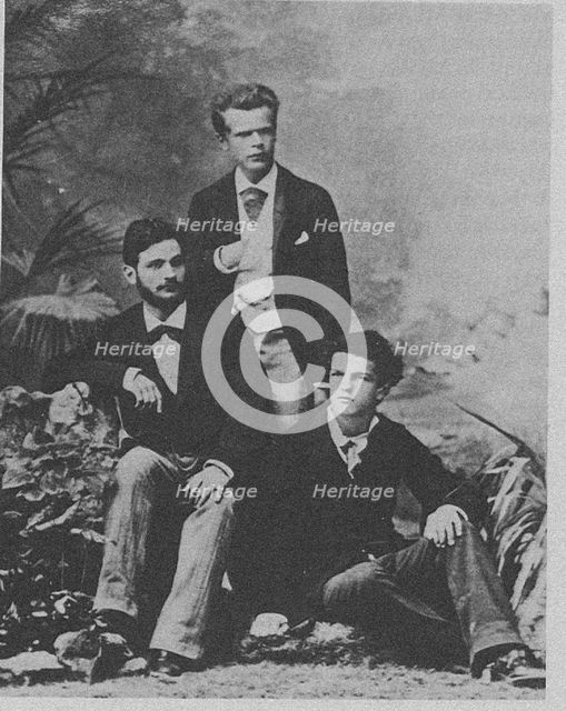 Von Meck Trio. Wladyslaw Pachulski (standing) with Pyotr Danilchenko and Claude Debussy (seated), 1882.