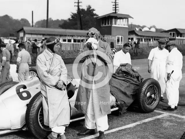 Von Brauchitsch with a 3 litre Mercedes Benz at the Donington Grand Prix, 1938. Artist: Unknown