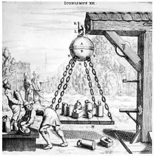 Von Guericke's demonstration of the power of air pressure, 1672. Creator: Unknown