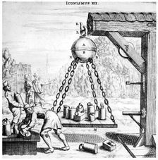Von Guericke's demonstration of the power of air pressure, 1672. Creator: Unknown