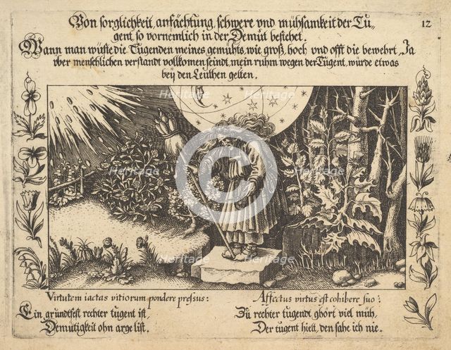 Von sorglichkeit ansächtung, schwere und mühsamkeit der Tugent, so vornemlich in der Demut..., 1652. Creator: Balthasar Schwan.