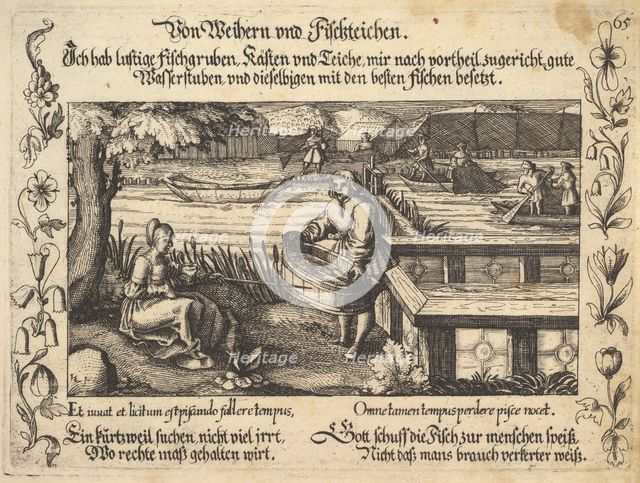Von Weihern und Fischteichen, illustration from Petrarch, Glück und Unglück Spiegel, figur..., 1652. Creator: Balthasar Schwan.