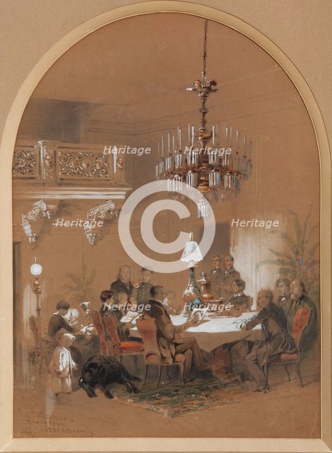 Vonlyarlyarsky' Salon in Vonlyarovo, 1855. Artist: Mikeshin, Mikhail Osipovitsch (1835-1896)