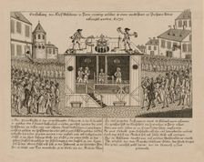 Vorstellung der Kopf-Maschine zu Paris, 1792. Creator: Anonymous