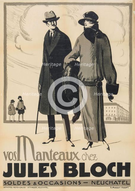 Vos Manteaux chez Jules Bloch. Creator: Robert-Tissot, Jules (active 20th century).
