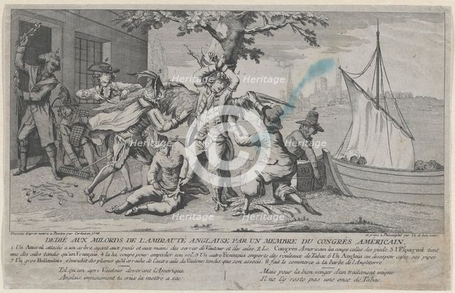 Va de Bon Coeur; Dédié aux Milords de l'Amirauté Anglaise par un Membre de Congrès América..., 1778. Creator: Richard Purcell.