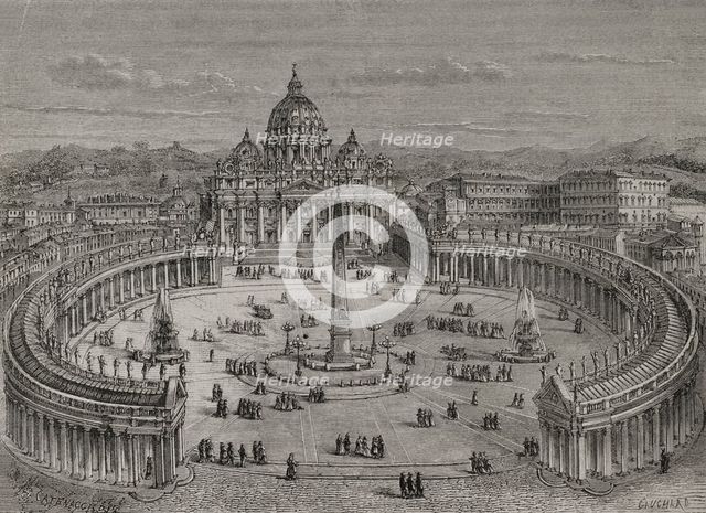 Vatican City, St Peter's Square, 1879. Creators: Jean Gauchard, Hercule Louis Catenacci.