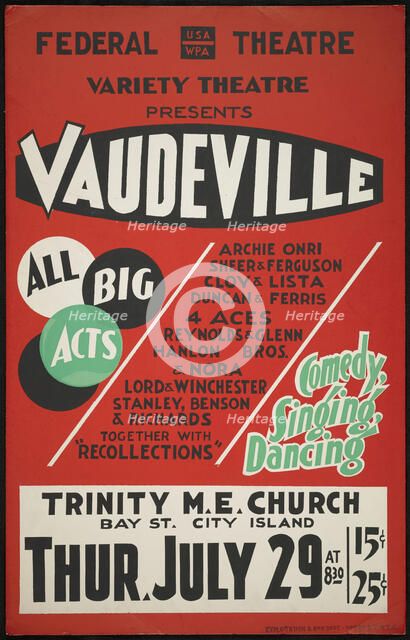 Vaudeville, [193-]. Creator: Unknown.