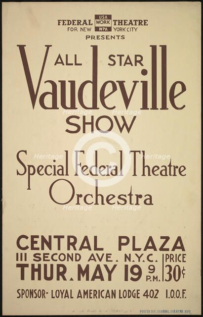 Vaudeville Show, New York, [1930s]. Creator: Unknown.