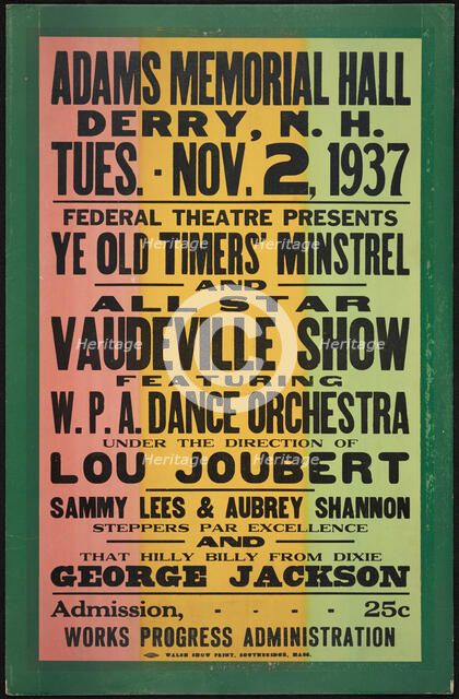 Vaudeville Show, Derry, NH, 1937. Creator: Unknown.