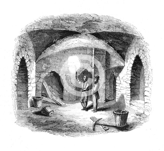 'Vault beneath the Old House of Lords', 1845. Artist: Unknown.