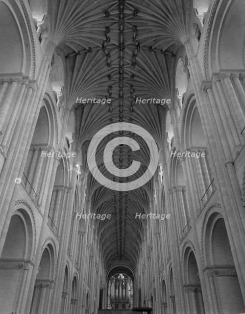 Vaulted ceiling, Norwich Cathedral, Norfolk, c1955.  Creator: Arthur Charles Kirby Ware.