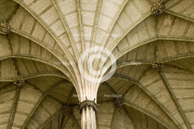 Vaulted ceiling of the chapter house of Westminster Abbey, London, 2009. Artist: Historic England Staff Photographer.