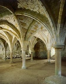 Vaulted roof of the monks common room, Battle Abbey, East Sussex, c2000s(?). Creator: Unknown