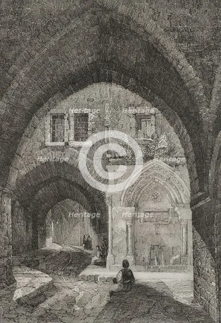 Vaulted street, Jerusalem, 1840.  Creator: Émile Rouargue.
