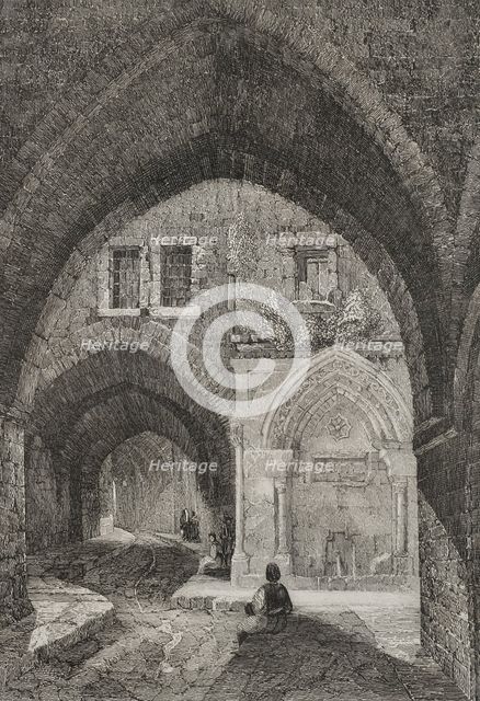 Vaulted street, Jerusalem, 1840.  Creator: Émile Rouargue.