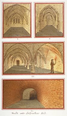 Vaults beneath Leathersellers Hall, Little St Helen's, City of London, 1799. Artist: Anon