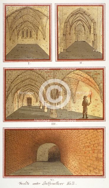 Vaults beneath Leathersellers' Hall, Little St Helen's, City of London, 1799. Artist: Anon