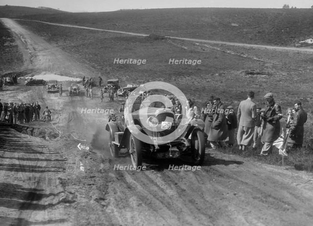 Vauxhall 30/98 competing in a motoring trial, Bagshot Heath, Surrey, 1930s. Artist: Bill Brunell.