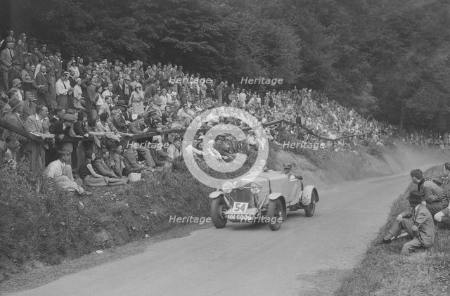 Vauxhall 30/98 competing in the MAC Shelsley Walsh Hill Climb, Worcestershire, 1932. Artist: Bill Brunell.