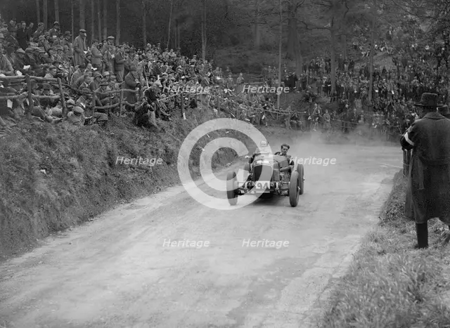 Vauxhall 30/98 competing in the Shelsley Walsh Amateur Hillclimb, Worcestershire, 1929. Artist: Bill Brunell.